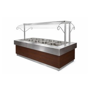 Elegant stainless steel buffet table