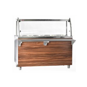 Hot food serving unit with glass front