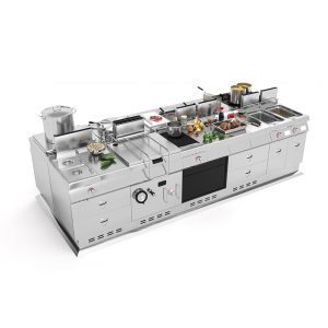 Complete professional stainless steel cooking line