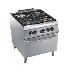 Professional gas hob with under-hob oven